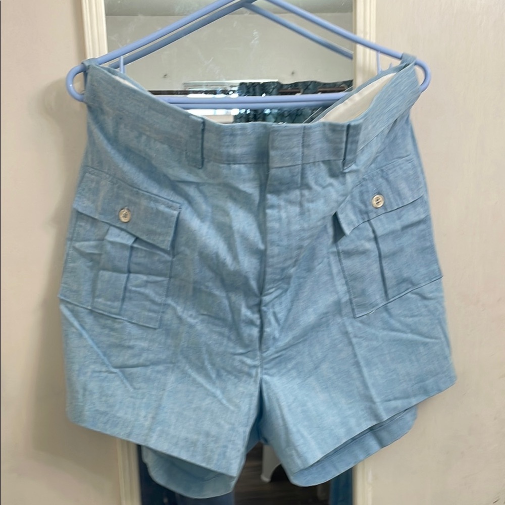 Light Blue Linen Vintage Men’s Shorts 4”